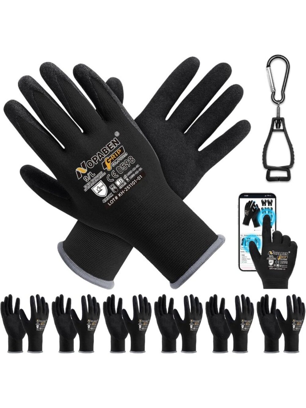 Durable Safety Work Gloves - 7 Pairs, Seamless Knit, Nitrile Coated Grip, Unisex